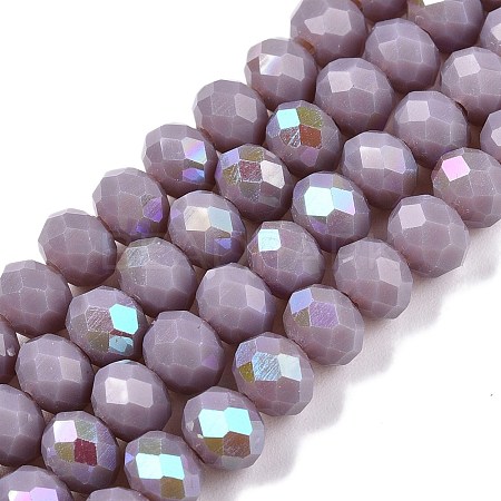 Electroplate Opaque Solid Color Glass Beads Strands EGLA-A044-P6mm-L13-1