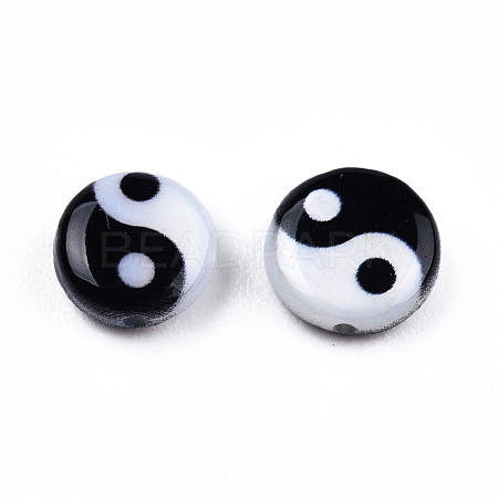 Natural Freshwater Shell Printed Beads SHEL-N026-207A-01-1