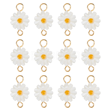 12Pcs Natural Freshwater Shell Flower Connector Charms PALLOY-HS00006-1