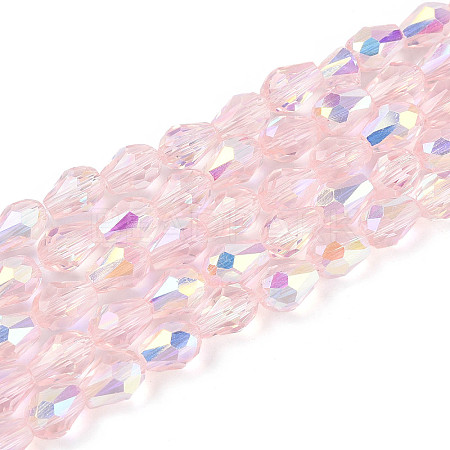 Transparent Electroplate Glass Beads Strands EGLA-N023-6x8mm-A03-1