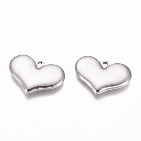304 Stainless Steel Stamping Blank Tag Heart Pendants STAS-G218-08P-02-1