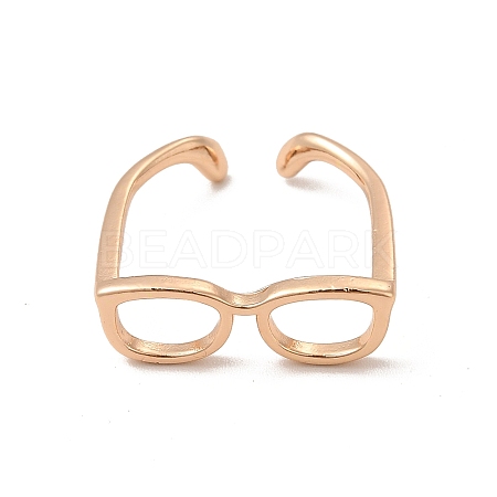 Brass Glasses Frame Open Cuff Ring for Women RJEW-F140-140KCG-1