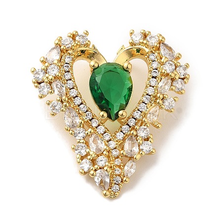 Rack Plating Brass Micro Pave Cubic Zirconia Pendants KK-U027-10G-1