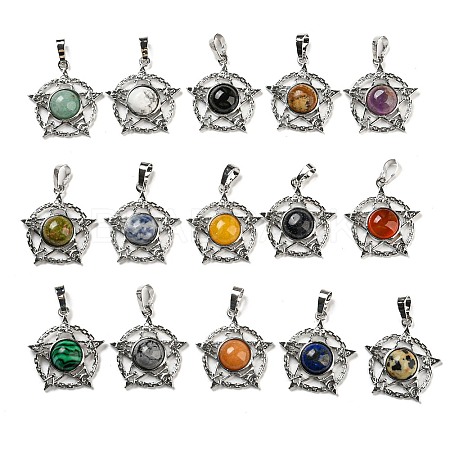 Natural & Synthetic Mixed Gemstone Pendants G-P517-01P-1