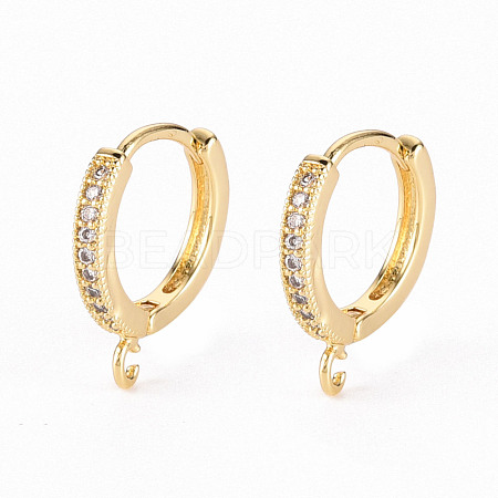 Brass Micro Pave Clear Cubic Zirconia Hoop Earring Findings ZIRC-S068-009A-NF-1