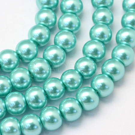 Baking Painted Pearlized Glass Pearl Round Bead Strands X-HY-Q003-6mm-65-1