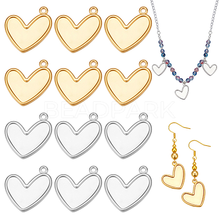 12Pcs 2 Colors 304 Stainless Steel Pendants STAS-PH0007-29-1