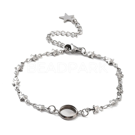 Tarnish Resistant 201 Stainless Steel Link Bracelet Settings Fit for Cabochons MAK-K023-01D-P-1