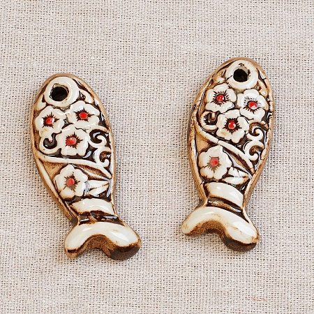 Handmade Porcelain Big Pendants PORC-Z003-01B-1