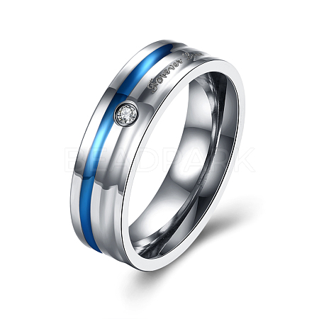 Valentine's Day Titanium Steel Cubic Zirconia Finger Ring RJEW-BB18930-8-1