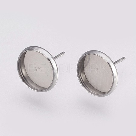 202 Stainless Steel Stud Earring Settings X-STAS-I088-E-03P-1