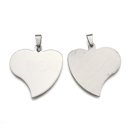 201 Stainless Steel Heart Stamping Blank Tag Pendants X-STAS-S030-13-1