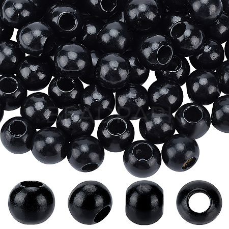 240Pcs Wood Large Hole European Beads WOOD-OC0003-80B-1