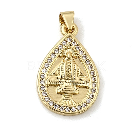 Religion Brass Micro Pave Cubic Zirconia Pendants KK-H267-099G-02-1