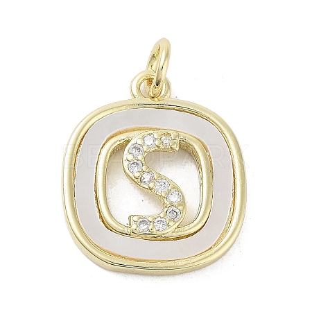 Rack Plating Brass Micro Pave Clear Cubic Zirconia Pendants KK-E102-33G-S-1