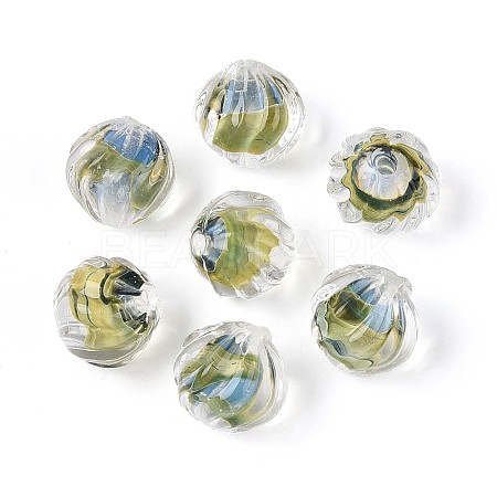 Textured Inner Flower Handmade Lampwork Beads LAMP-T024-07C-1