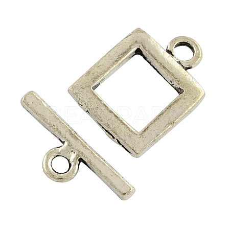Square Tibetan Style Toggle Clasps TIBE-2036-AS-NR-1