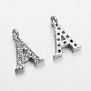Initial Letter Brass Micro Pave Cubic Zirconia Pendants ZIRC-F008-A-1