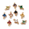 Brass Pave Cubic Zirconia Connector Charms ZIRC-P114-13KCG-1