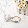 Stripe Resin Rondelle Beads Stretch Bracelets for Parent and Kid BJEW-JB06635-6