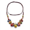 Bohemian Porcelain Round Beaded Imitation Leather Cord Bib Necklaces for Women FS-WG95F0C-01-5