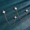  2Pcs Star with Tassel Chain Brooch Pin JEWB-NB0001-12-6