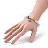 Gemstone Round Beaded Stretch Bracelet with Glass Clover Charms for Women BJEW-JB09091-3