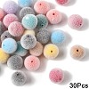 30Pcs Flocky Opaque Acrylic Beads OACR-YW0004-38B-1