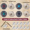Gorgecraft 12Pcs 4 Colors 1-Hole Alloy & Cat eye Turquoise Buttons FIND-GF0004-52-2