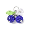 Handmade Polymer Clay Rhinestone Cherry Pendants PALLOY-JF03868-01-1