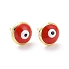 Enamel Evil Eye Stud Earrings EJEW-A072-25LG-2