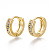 Brass Micro Pave Cubic Zirconia(Random Mixed Color) Hoop Earrings EJEW-S201-60-1