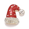 Red Christmas Hat Enamel Pin with Rhinestone JEWB-A004-08G-1