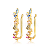 925 Sterling Silver Micro Pave Clear Cubic Zirconia Rainbow Climber Earrings GI0363-1-1