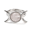 Natural Rose Quartz Adjustable Rings RJEW-K271-01P-08-2