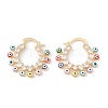 Colorful Evil Eye Enamel Hoop Earrings with Clear Cubic Zirconia KK-E005-17G-1