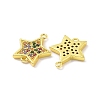 Real 18K Gold Plated Brass Micro Pave Cubic Zirconia Connector Charms KK-L209-055G-01-2