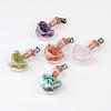 Heart Glass Bottle with Natural & Synthetic Mixed Stone Inside Pendants PALLOY-JF00172-1