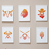 MAYJOYDIY US 1 Set Western Cowboy Theme PET Hollow Out Drawing Painting Stencils DIY-MA0003-39-5