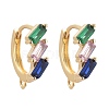 Brass Micro Pave Colorful Cubic Zirconia Huggie Hoop Earring Findings ZIRC-L098-037G-1