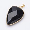 Faceted Natural Dyed & Heated Black Agate Pendants G-F340-02E-2