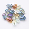 Electroplate Transparent Glass Teardrop Beads X-EGLA-Q047-8x13mm-05-1