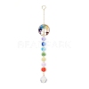 Natural & Synthetic Mixed Gemstone Tree with Glass Window Hanging Suncatchers HJEW-JM00853-03-2