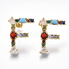 (Jewelry Parties Factory Sale)Brass Micro Pave Cubic Zirconia Ear Studs EJEW-S201-41F-2