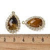 Natural Tiger Eye Faceted Teardrop Pendants G-I375-01G-21-3