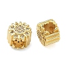 Flower Brass Micro Pave Clear Cubic Zirconia European Beads KK-D229-05G-2