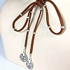 Flat Round Alloy with Suede Cord Lariat Necklaces FS-WG2B7B2-02-3