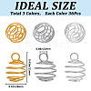 CREATCABIN 108Pcs 3 Colors Stainless Steel Spiral Bead Cage Pendants STAS-CN0001-59-2