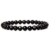 Natural Golden Sheen Obsidian Stone Round Beaded Stretch Bracelet SF8562-24-1