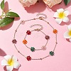 Glass Flower Links Bracelets & Necklaces Sets SJEW-JS01296-2